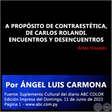 A PROPÓSITO DE CONTRAESTÉTICA, DE CARLOS ROLANDI. ENCUENTROS Y DESENCUENTROS - Por ÁNGEL LUIS CARMONA - Domingo, 11 de Junio de 2023